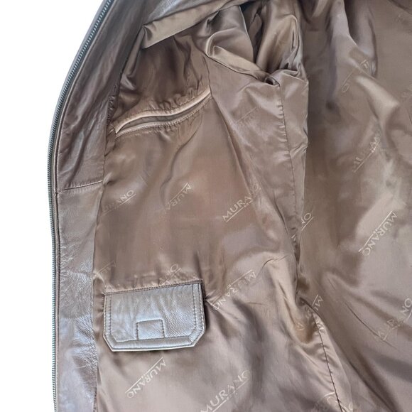Murano Mens L Jacket Brown Leather Butter Soft Lambskin Full Zip Pockets Classic - Picture 12 of 16